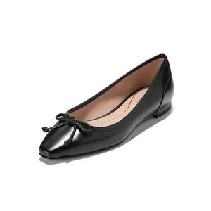 COLE HAAN GENUINE LEATHER CLASSIC POINTED TOE BALLET FLATS with BOW Black 8.5